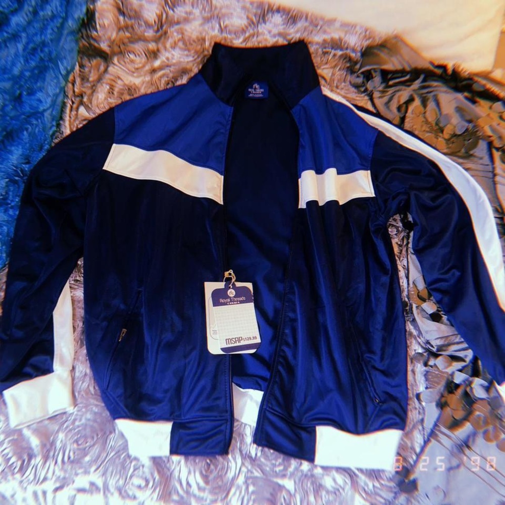 Blue and White Athletic Leisure Jacket - Royal Threads Canada XXL